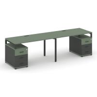 Concept Двойной Стол-приставка к опорным тумбам/шкафам CN.DSPR-004 Сандал Янтарный/Металл Белый 1580*1480*750