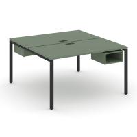 Concept Рабочая станция 2 сторонняя с подвесными тумбами на 2 места CN.DRS-103 Кобо/Металл Черный 1380*1480*750