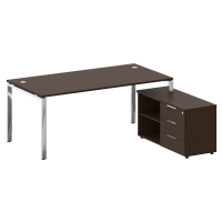 Metal System Direct Стол руковод. с тумбой БГ.СРТ-5.9 (R) Венге Цаво/Нержавеющая Сталь 1900*1720*750