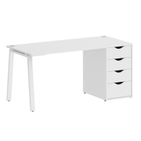 Home Office Стол письменный VR.SP-3-158.4.A Белый Бриллиант/Металл Белый 1580*720*750
