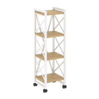 Loft Стеллаж на колесных опорах-4 полки VR.L-MST.K-4.4 Тиквуд Светлый/Металл Белый 400*400*1334