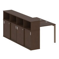 Metal System Quattro Рабочая станция с шкафом-купе на П-образном м/к 50БП.РС-СШК-4.1 Т Венге Цаво/Металл Мокко 1410*2332*1098