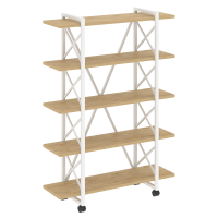Loft Стеллаж на колесных опорах-5 полок VR.L-MST.K-5.8V Тиквуд Светлый/Металл Белый 1200*400*1704