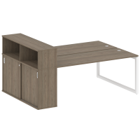 Metal System Quattro Рабочая станция с шкафом-купе на О-образном м/к 50БО.РС-СШК-2.5 Т Вяз Благородный/Металл Белый 2210*1475*1098
