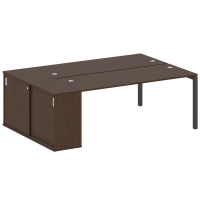 Metal System Quattro Рабочая станция с шкафом-купе на П-образном м/к 50БП.РС-СШК-1.5 Т Венге Цаво/Металл Антрацит 2210*1475*750