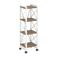 Loft Стеллаж на колесных опорах-4 полки VR.L-MST.K-4.4 Дуб Аризона/Металл Белый 400*400*1334