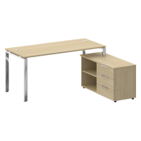 Metal System Direct Стол руковод. с тумбой БГ.СРТ-4.7 (R) Акация Лорка/Нержавеющая Сталь 1700*1520*750