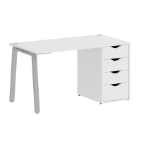 Home Office Стол письменный VR.SP-3-138.4.A Белый Бриллиант/Металл Серый 1380*720*750