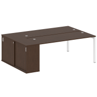Metal System Quattro Рабочая станция с шкафом-купе на П-образном м/к 50БП.РС-СШК-1.5 Т Венге Цаво/Металл Белый 2210*1475*750