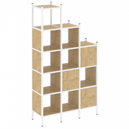 Loft Прямой стеллаж VR.L-21 Тиквуд Светлый/Металл Белый 1278*446*2280