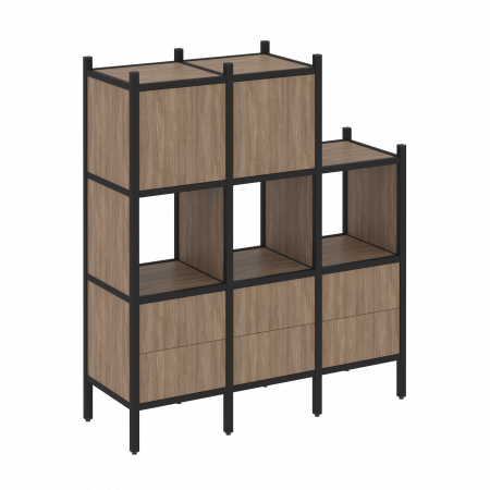 Loft Прямой стеллаж VR.L-15 Дуб Аризона/Металл Черный 1278*446*1458