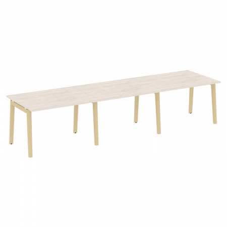 Onix Wood Стол переговорный (3 столешницы) OW.PRG-3.2 Денвер Светлый/Дуб Светлый/Металл Белый 3540*980*750
