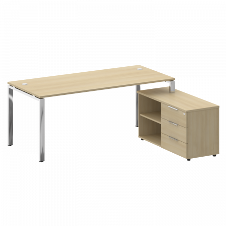 Metal System Direct Стол руковод. с тумбой БГ.СРТ-5.8 (R) Акация Лорка/Нержавеющая Сталь 1900*1620*750