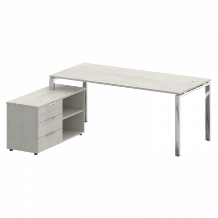 Metal System Direct Стол руковод. с тумбой БГ.СРТ-5.8 (L) Дуб Наварра/Нержавеющая Сталь 1900*1620*750