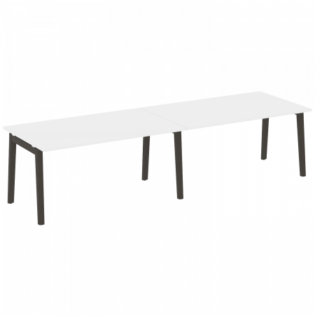 Onix Wood Стол переговорный (2 столешницы) OW.PRG-2.4 Белый Бриллиант/Дуб Темный/Металл Антрацит 3160*980*750