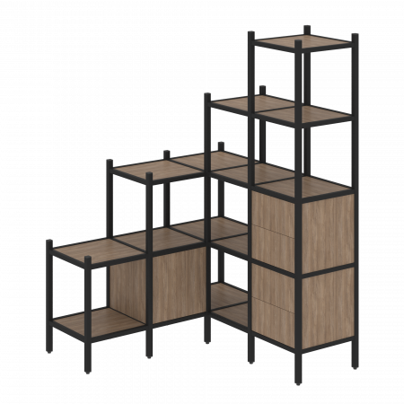 Loft Угловой внутренний стеллаж VR.L-40 Дуб Аризона/Металл Черный 1278*1278*1869