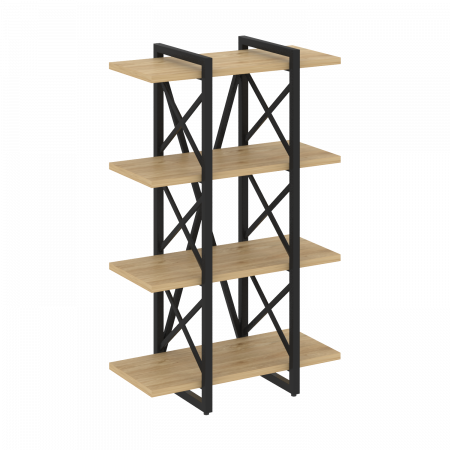 Loft Стеллаж на рег. опорах-4 полки VR.L-MST.O-4.4V Тиквуд Светлый/Металл Черный 800*400*1280