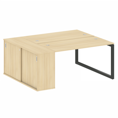 Metal System Quattro Рабочая станция с шкафом-купе на О-образном м/к 50БО.РС-СШК-1.3 Т Акация Лорка/Металл Антрацит 1810*1475*750