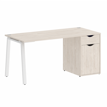 Home Office Стол письменный VR.SP-3-158.1.A Денвер Светлый/Металл Белый 1580*720*750
