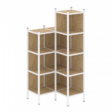 Loft Угловой внутренний стеллаж VR.L-38 Тиквуд Светлый/Металл Белый 862*862*1869