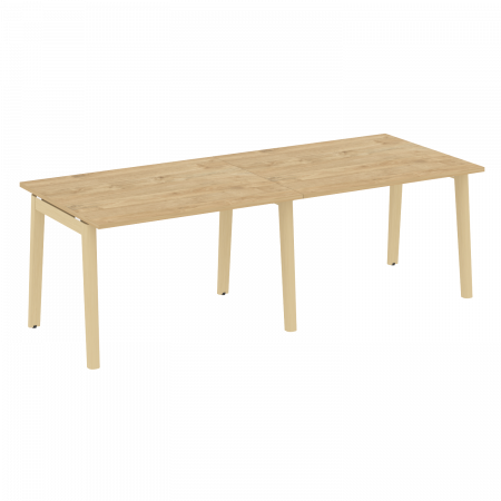 Onix Wood Стол переговорный (2 столешницы) OW.PRG-2.2 Тиквуд Светлый/Дуб Светлый/Металл Белый 2360*980*750