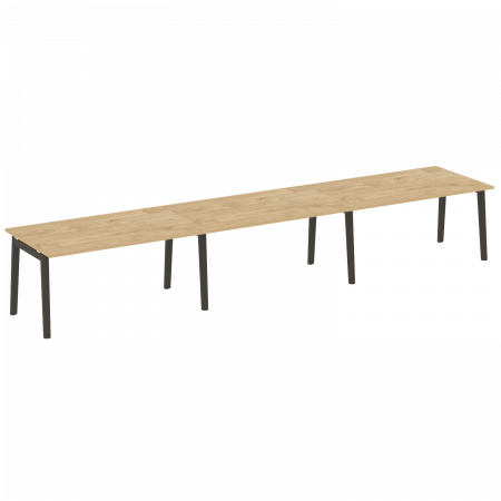 Onix Wood Стол переговорный (3 столешницы) OW.PRG-3.4 Тиквуд Светлый/Дуб Темный/Металл Антрацит 4740*980*750