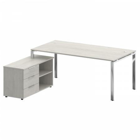 Metal System Direct Стол руковод. с тумбой БГ.СРТ-5.9 (L) Дуб Наварра/Нержавеющая Сталь 1900*1720*750