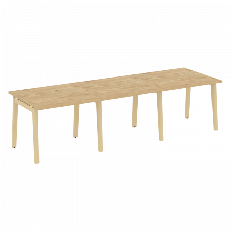 Onix Wood Стол переговорный (3 столешницы) OW.PRG-3.1 Тиквуд Светлый/Дуб Светлый/Металл Белый 2940*980*750