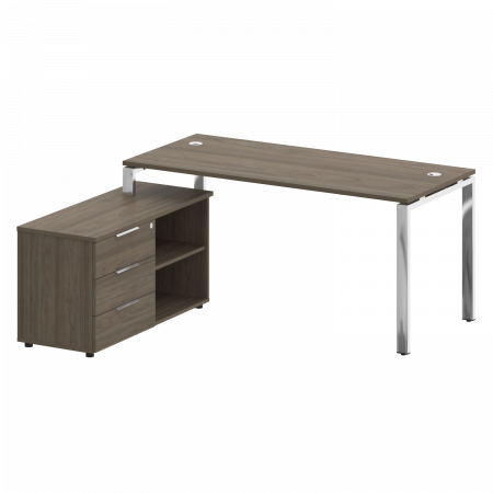 Metal System Direct Стол руковод. с тумбой БГ.СРТ-4.7 (L) Вяз Благородный/Нержавеющая Сталь 1700*1520*750