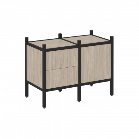 Loft Прямой стеллаж VR.L-01 Дуб Аттик/Металл Черный 862*446*636