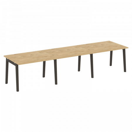 Onix Wood Стол переговорный (3 столешницы) OW.PRG-3.2 Тиквуд Светлый/Дуб Темный/Металл Антрацит 3540*980*750