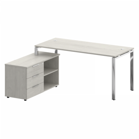 Metal System Direct Стол руковод. с тумбой БГ.СРТ-4.7 (L) Дуб Наварра/Нержавеющая Сталь 1700*1520*750
