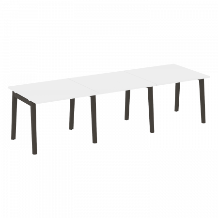 Onix Wood Стол переговорный (3 столешницы) OW.PRG-3.1 Белый Бриллиант/Дуб Темный/Металл Антрацит 2940*980*750