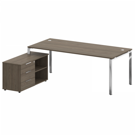 Metal System Direct Стол руковод. с тумбой БГ.СРТ-6.9 (L) Вяз Благородный/Нержавеющая Сталь 2100*1720*750